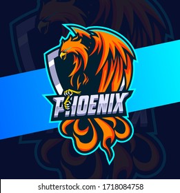 phoenix fire mascot esport logo design