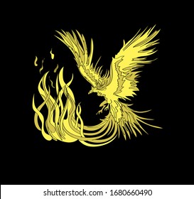 phoenix and fire on a black background