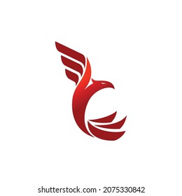 Phoenix Flaying Fire Illustration Template Icon Isolated