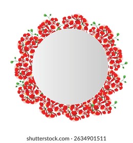 phoenix flor ilustração botânica em vermelho laranja tons amarelos com folhas verdes sobre fundo branco.