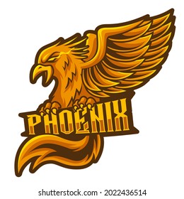 phoenix fly, mascot esports logo vector illustration