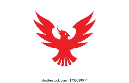 Phoenix flying bird vector, red eagle with open wings Logo design Vector illustration on white background