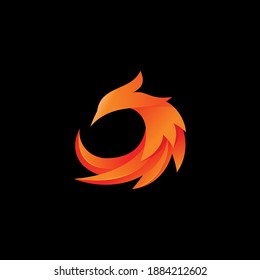 Phoenix flying fire bird vector abstract logo icon design template