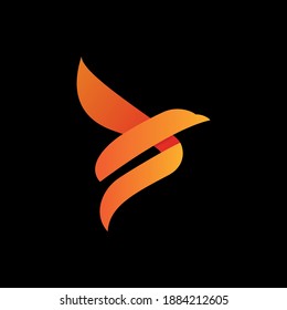 Phoenix flying fire bird vector abstract logo icon design template