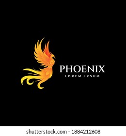 Phoenix flying fire bird vector abstract logo icon design template