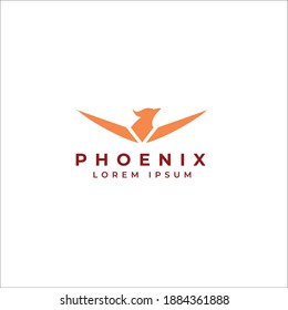 Phoenix flying fire bird vector abstract logo icon design template