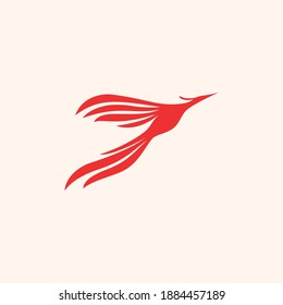 Phoenix flying fire bird vector abstract logo icon design template