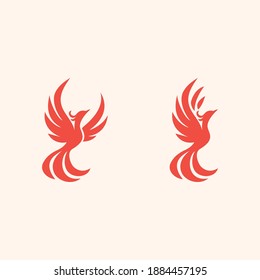 Phoenix flying fire bird vector abstract logo icon design template