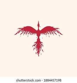Phoenix flying fire bird vector abstract logo icon design template