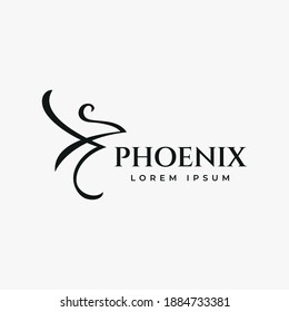 Phoenix Flying Fire Bird Vector Abstract Logo Icon Design Template