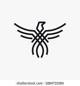 Phoenix flying fire bird vector abstract logo icon design template