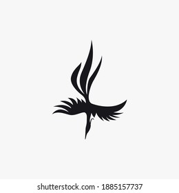 Phoenix flying fire bird vector abstract logo icon design template