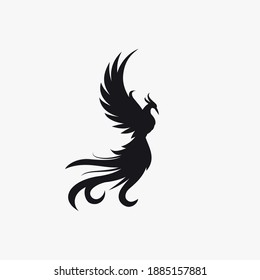 Phoenix flying fire bird vector abstract logo icon design template