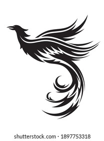 Phoenix flying fire bird vector abstract logo