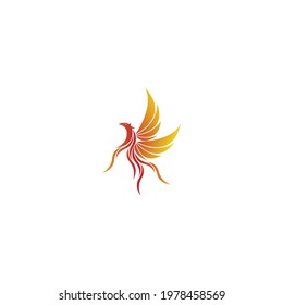 Phoenix flying fire bird vector abstract logo icon design template 