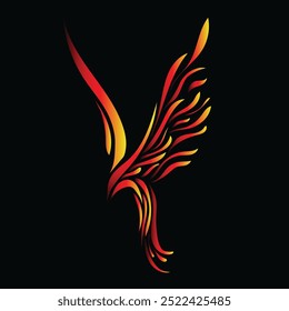 Phoenix flying in flames abstract illustration concept