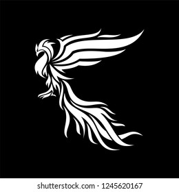 Phoenix Flying Illustration in Black Background