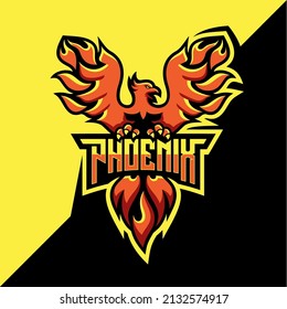 Phoenix gaming logo. E sport logo design. Fire bird