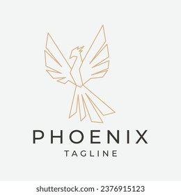 Phoenix geometric logo design icon template