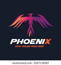 phoenix Gradient vector logo design for Company. Simple and elegant gradient design phoenix full body