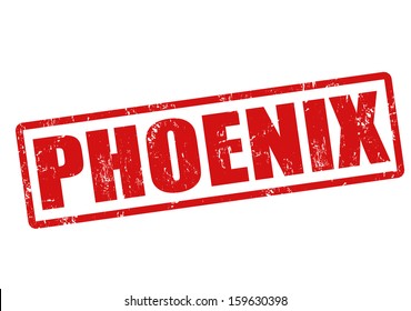 Phoenix grunge rubber stamp on white, vector illustration