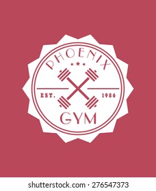 Phoenix Gym Vintage Round Emblem, vector illustration, eps10, easy to edit