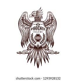 phoenix hand draw club vector illustration