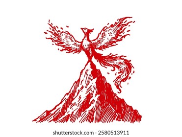 Phoenix hand drawn sketch vector