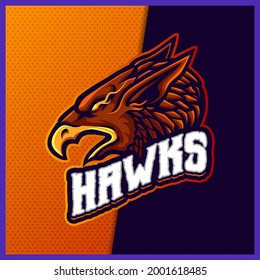 Phoenix Hawk Eagle mascot esport logo design illustrations vector template, Falcon Egypt logo for team game streamer. full color cartoon style