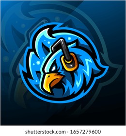 Phoenix head esport logo with headphones