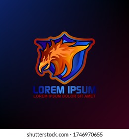 Phoenix Head Logo. Esport Logo Design Template