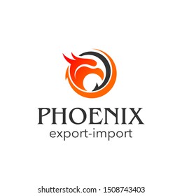 Phoenix Head Logo Vector Abstract Round, Vector Bird Export Import Icon Design Idea