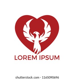 Phoenix Heart Logo Design. Best phoenix bird logo design.