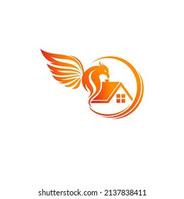 Phoenix Home Logo Illustration Vector