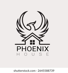 Phoenix House Logo - Real Estate Brand Identity, abstract bird logo template icon design.