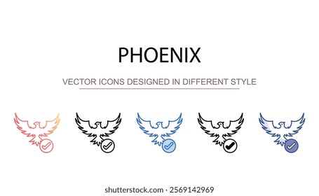 Phoenix icon design with white background stock illustration