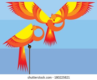 Phoenix - Illustration Flat vector illustration of fire bird - phoenix