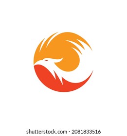 phoenix illustration, unique logo template, vector art.