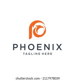 Phoenix with initial P logo style	