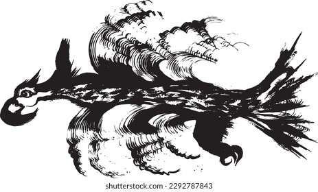 phoenix. ink art. hand drawn illustration.