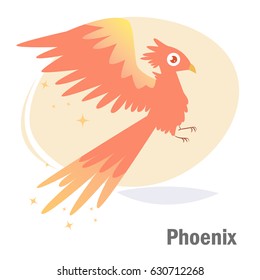 Phoenix. Isolated art on white background. Vector. Cartoon. Flat.