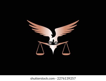 Logo de Phoenix Justice. Plantilla de diseño de logotipo Eagle Bird con Justicia