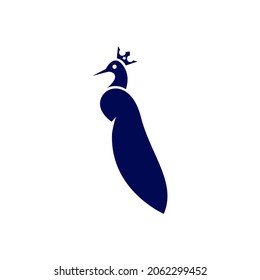 phoenix with king crown on head, suitable for vector flat design abstract logo icon