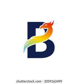 Phoenix letter B logo. Abstract colorful phoenix icon integrated in letter.