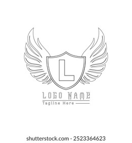 Phoenix letter logo design with wings in white background.