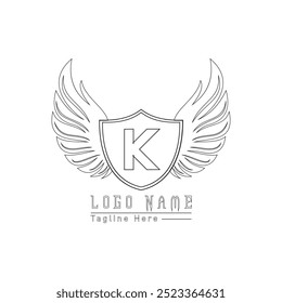 Phoenix letter logo design with wings in white background.
