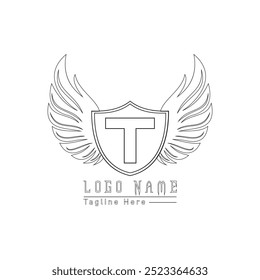 Design de logotipo carta Phoenix com asas em fundo branco.