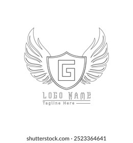 Phoenix letter logo design with wings in white background.
