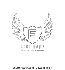 Design de logotipo carta Phoenix com asas em fundo branco.