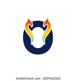 Phoenix letter O logo. Abstract colorful phoenix icon integrated in letter.